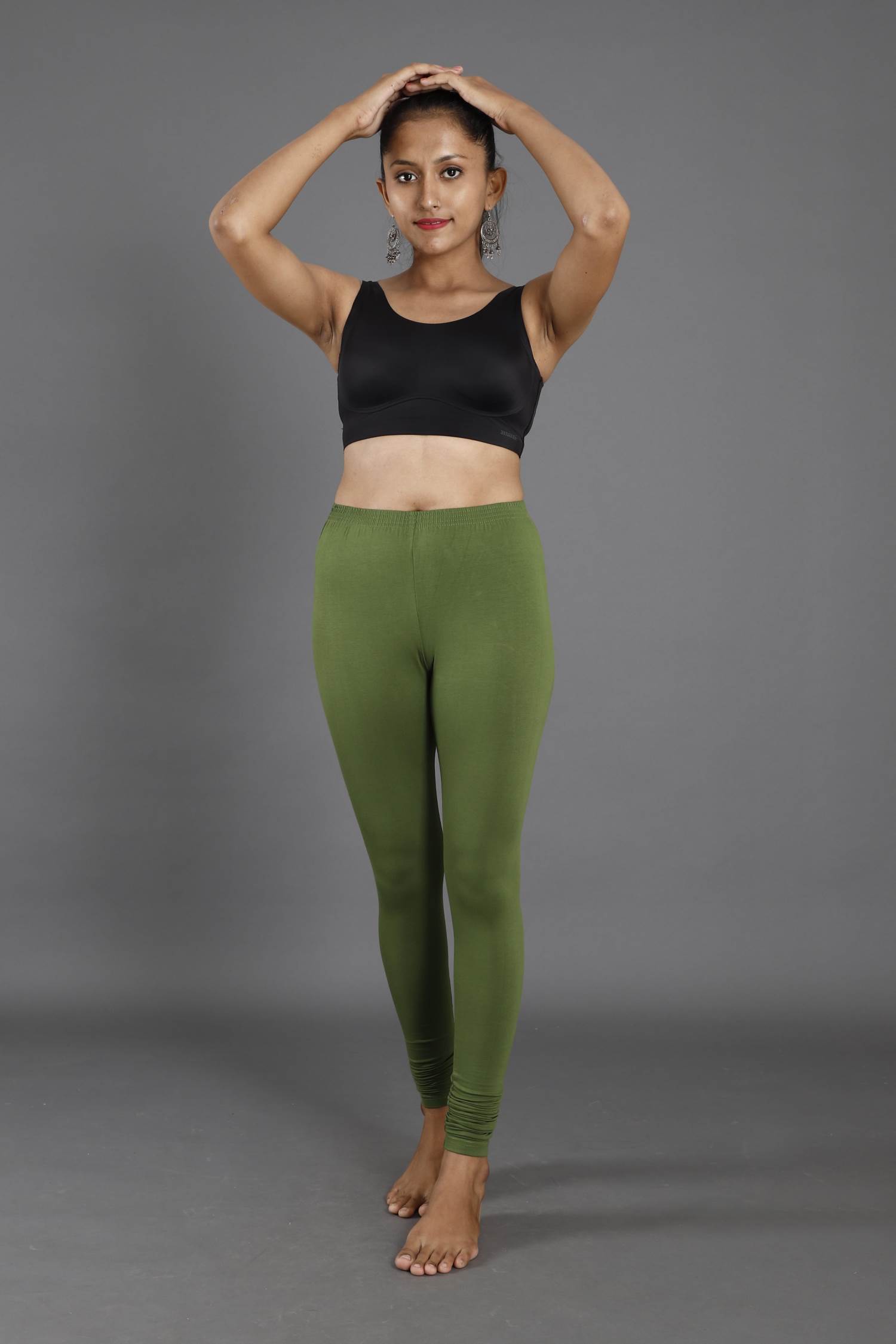 Churidar Fit Mixed Cotton with Spandex Stretchable Leggings Green