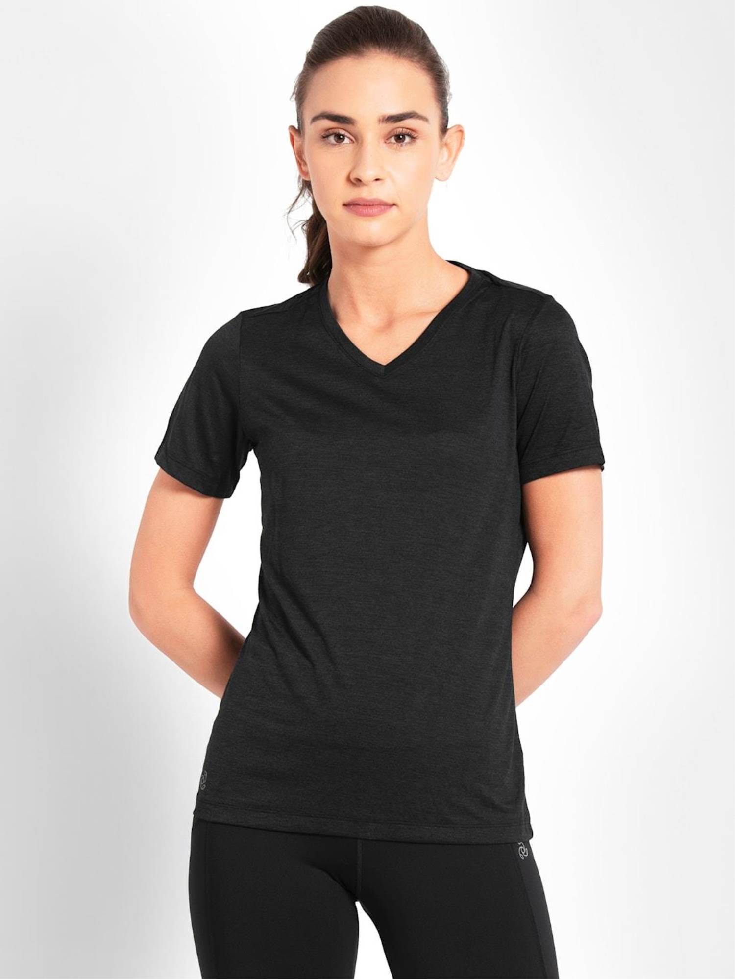 JOCKEY MW01 V Neck Half Sleeve Performance T Shirt PANERI EMBROIDERY