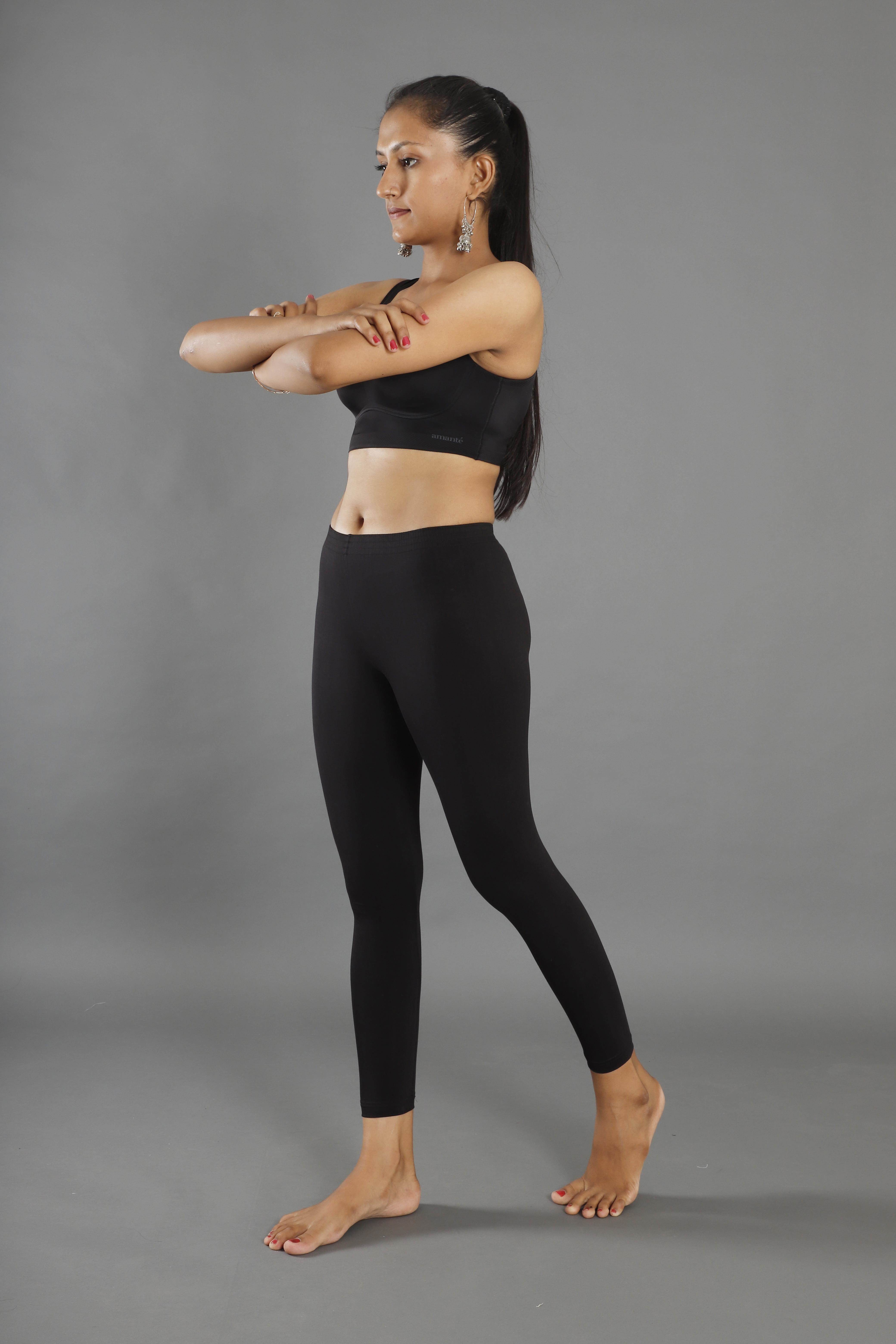 Black Yoga Set For Women W/ Sports Bra & Fitted Mesh Cropped Yoga Pants |  eBay