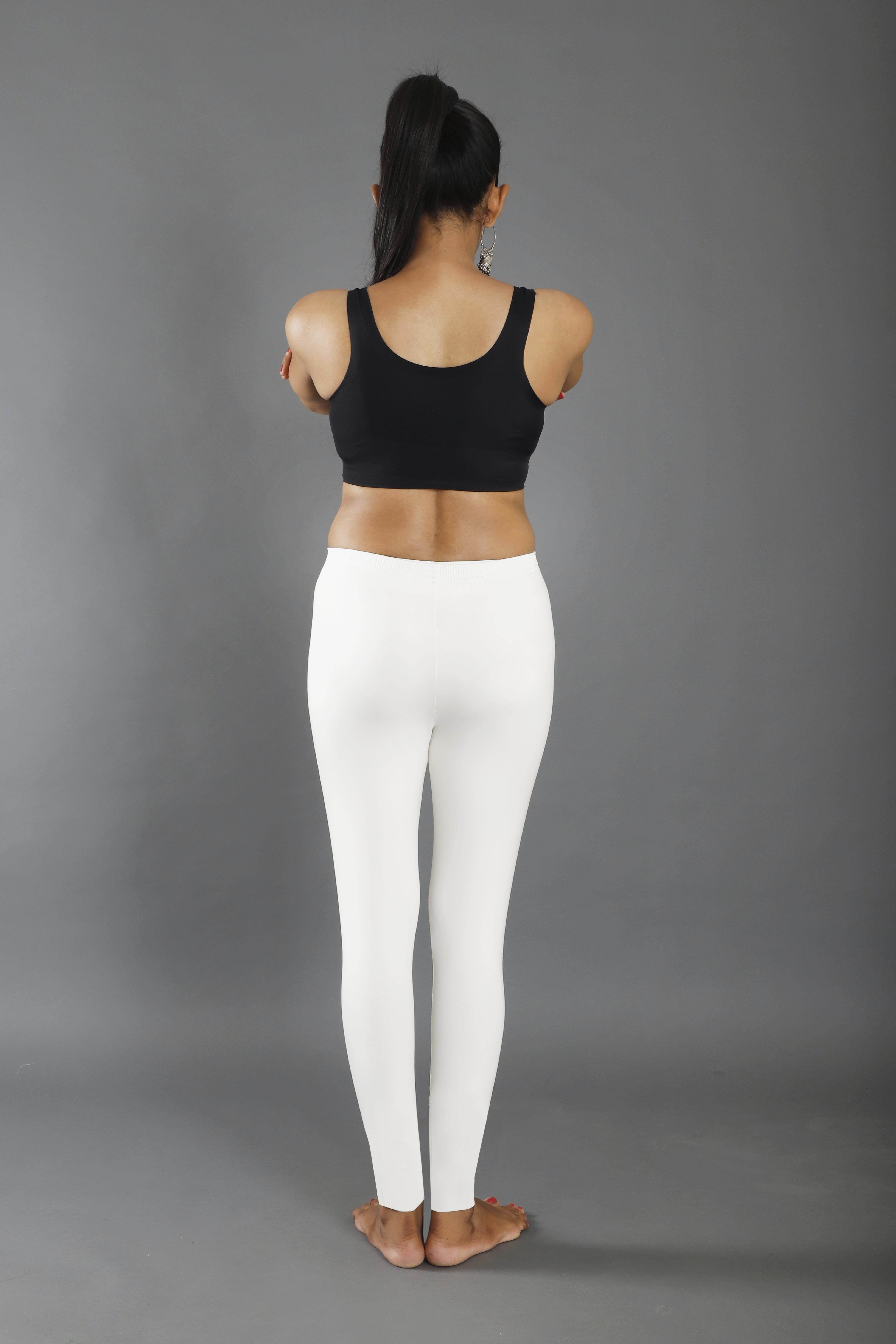 ANKLE LENGTH LEGGING (WHITE, BLACK, SOLID)