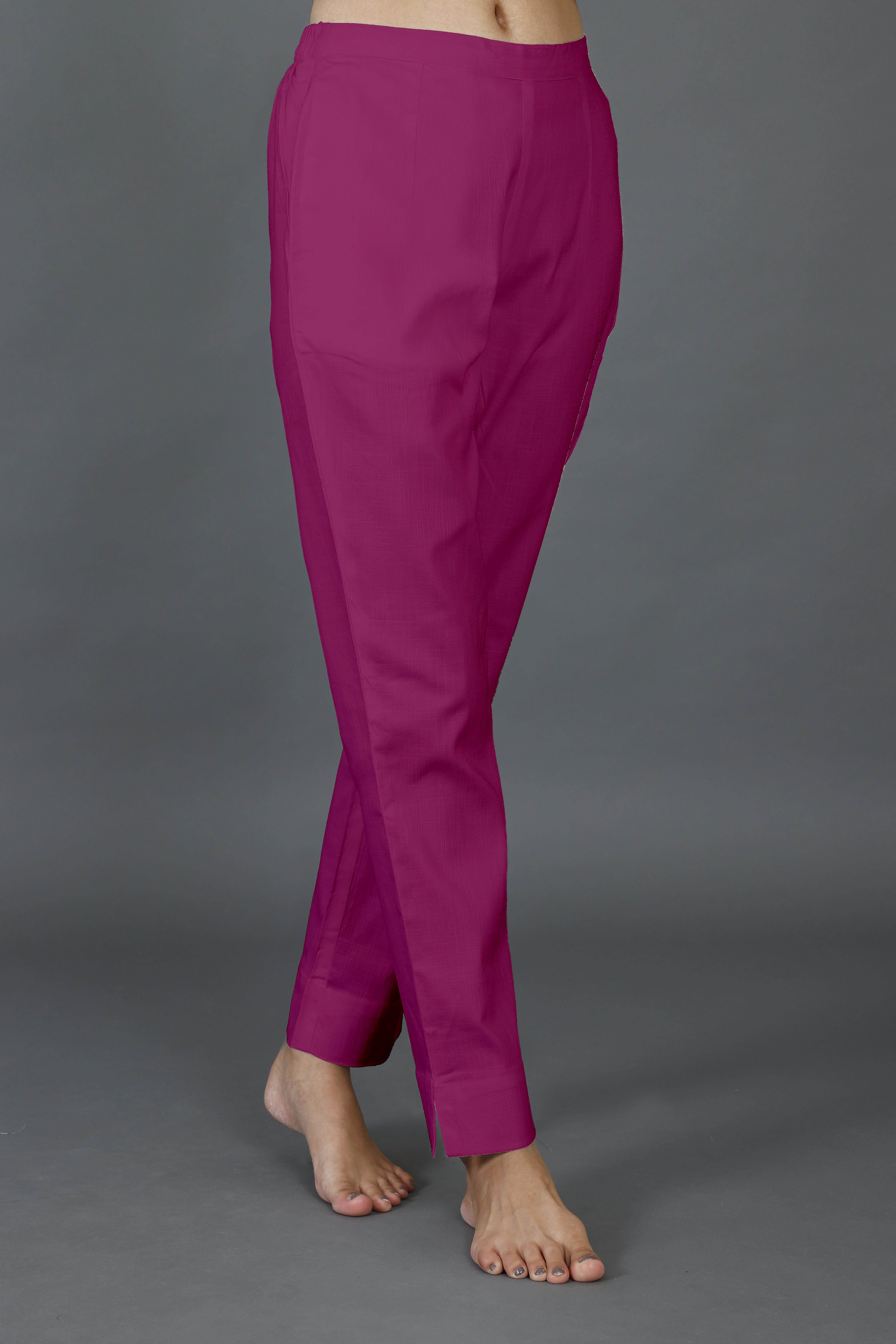 Buy Maroon Cotton Narrow Bottom Flex Pant- Shemohe