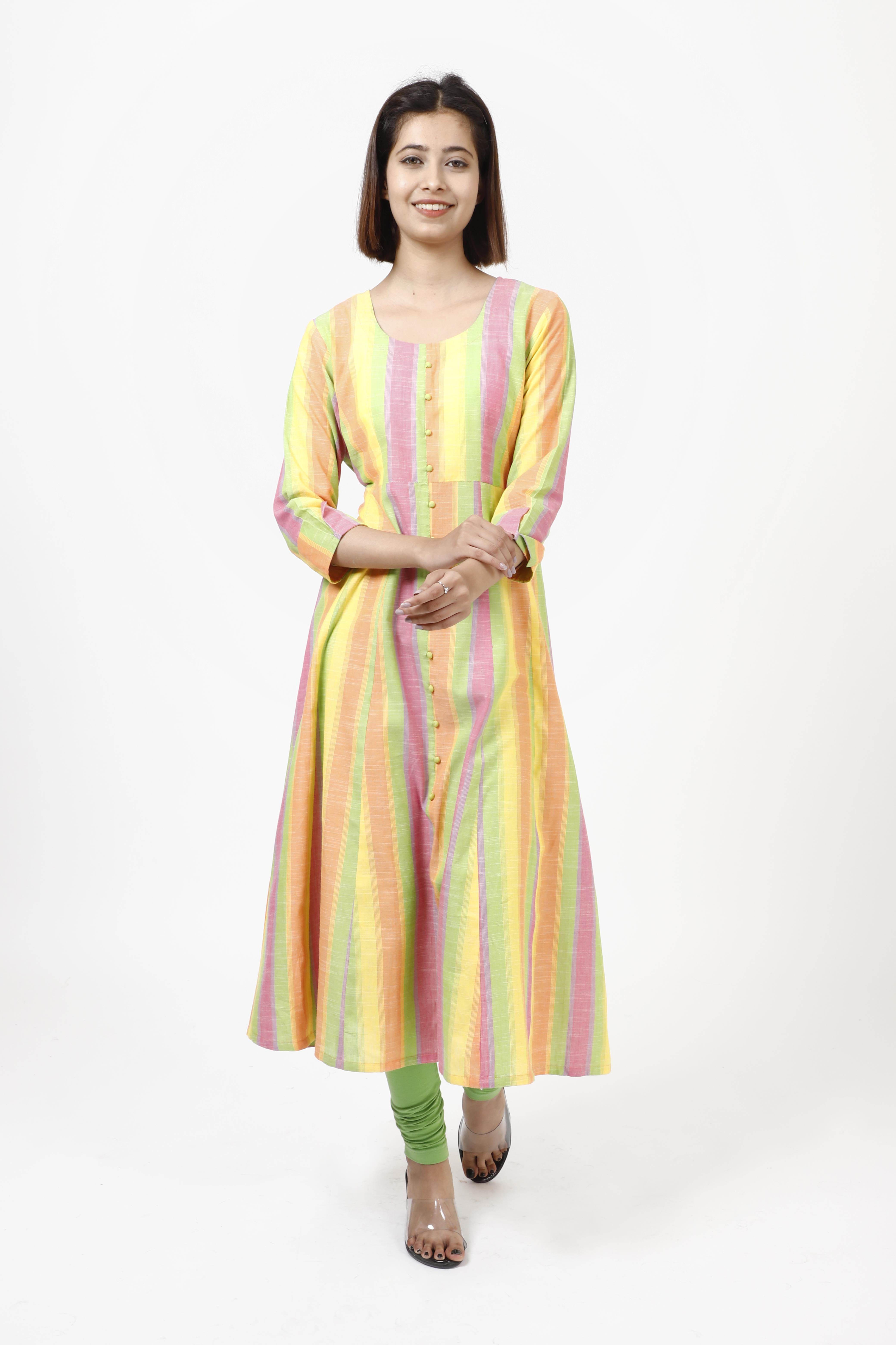 Buy Rain and Rainbow Red Cotton Printed Anarkali Kurta for Women Online @  Tata CLiQ