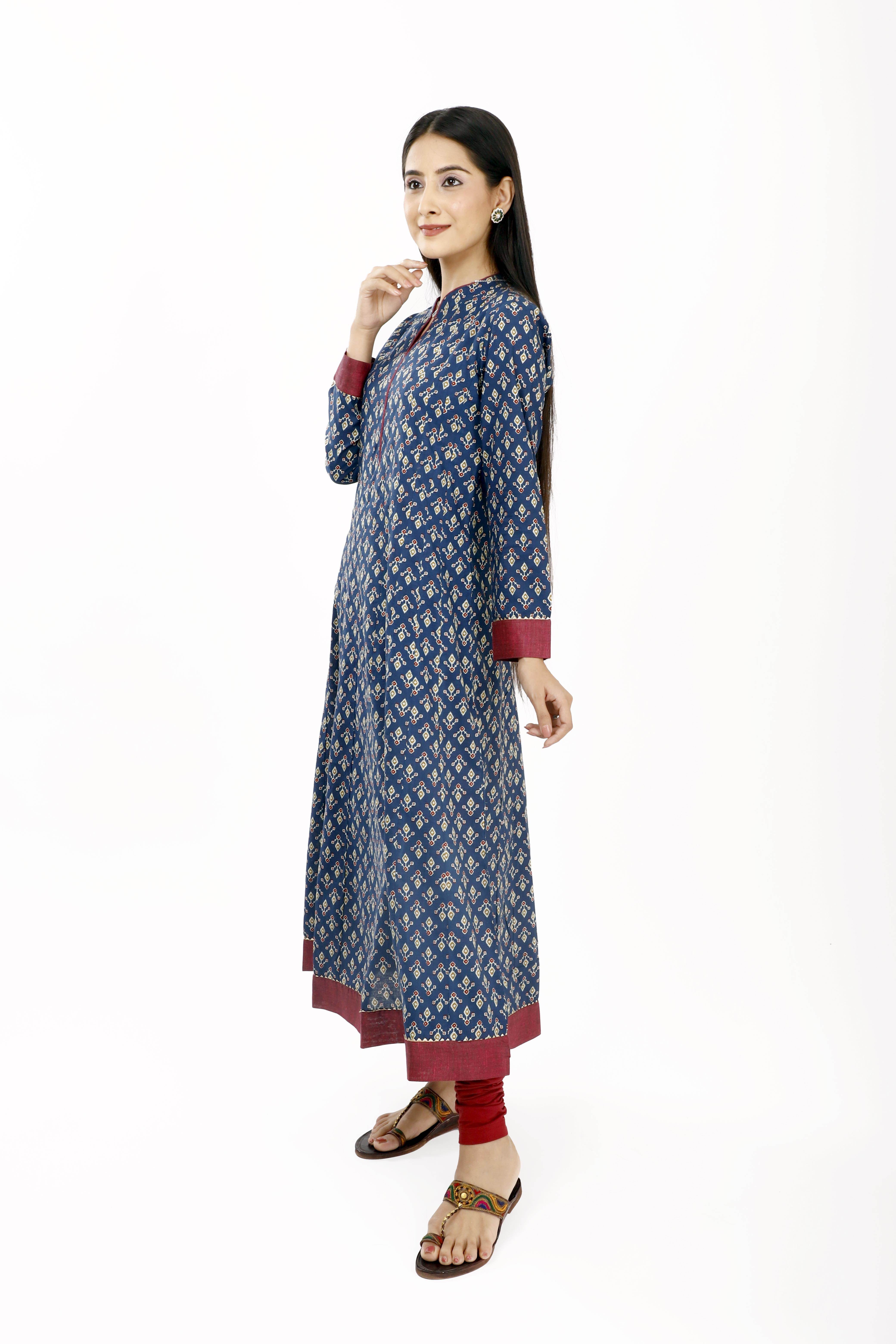 STAND PATTI TRIDENT ANARKALI KURTI :: PANERI EMBROIDERY