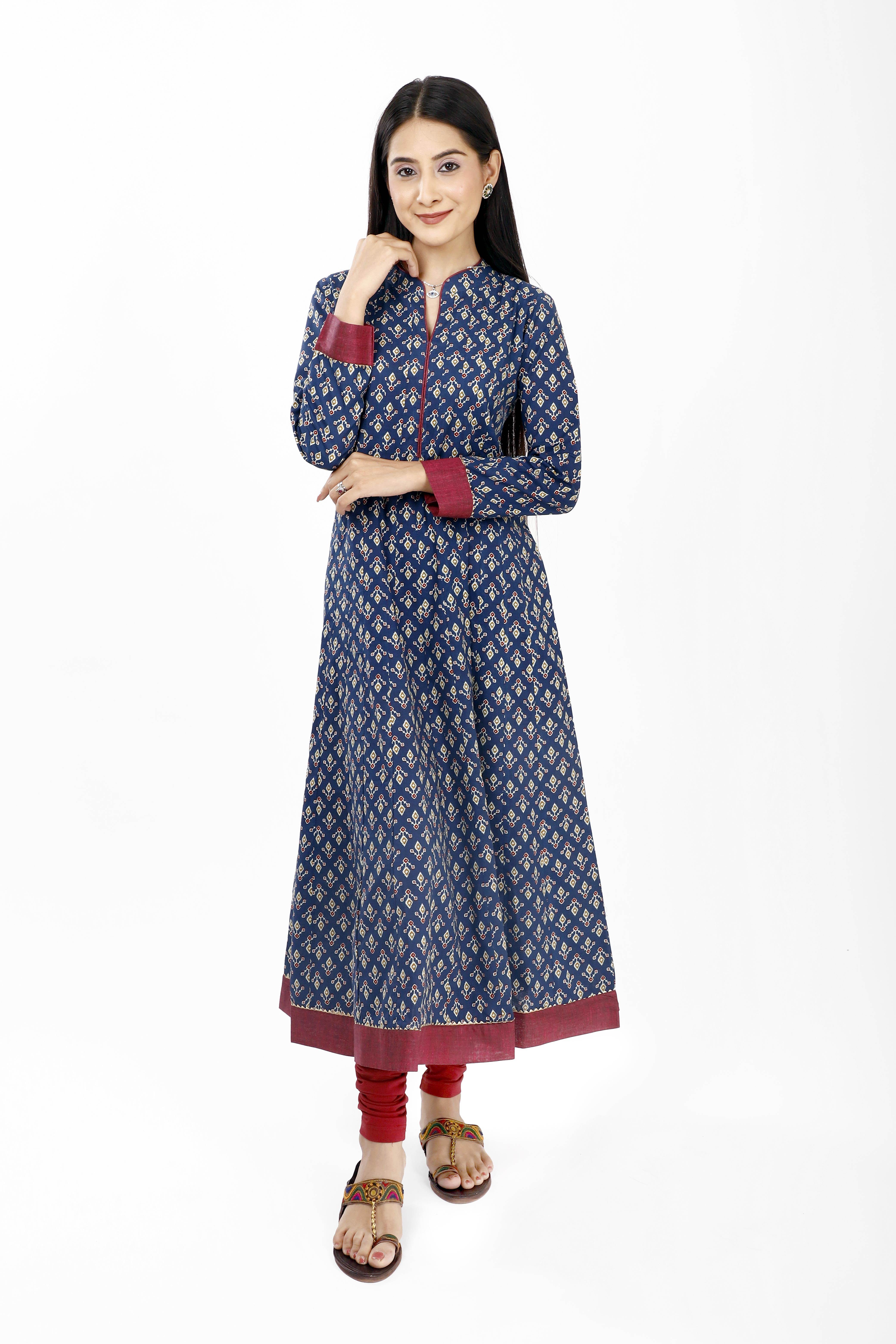 Blue Stand Collar Plain Kurti at Best Price in Pune | Amit Enterprises