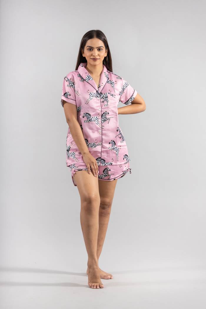 primp FRONT OPEN SATIN NIGHTSUIT PRSST-18
