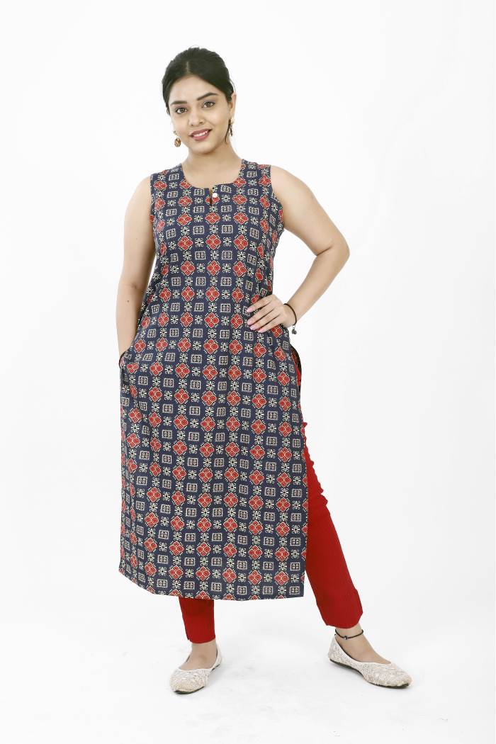 COTTON SEEVELESS KURTI