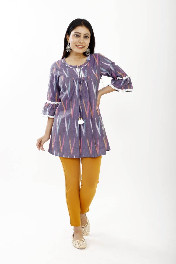 Navy red Ikat kurta – SILAYI