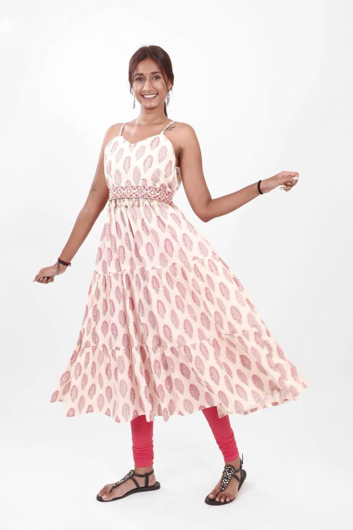 OFFWHITE & PINK COTTON SPAGHETTI